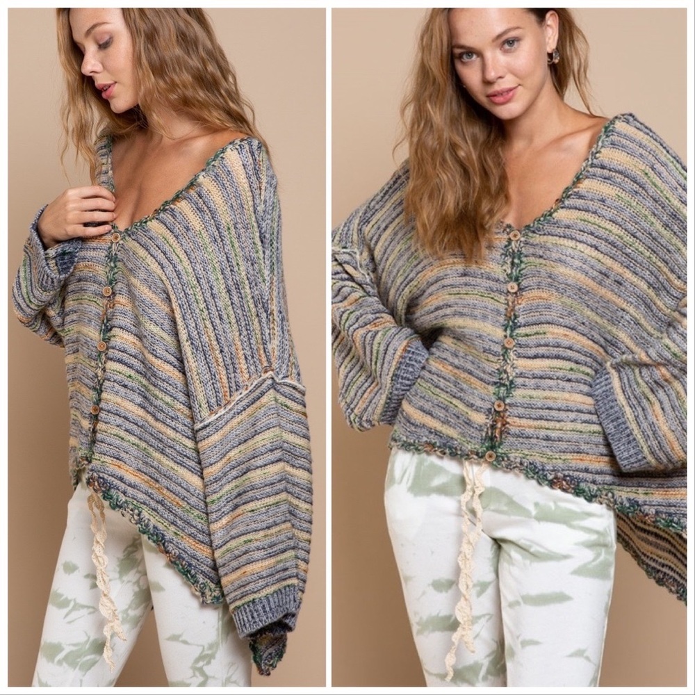 POL Palms Spring Stripe Sweater Cardigan - Picture 8 of 13